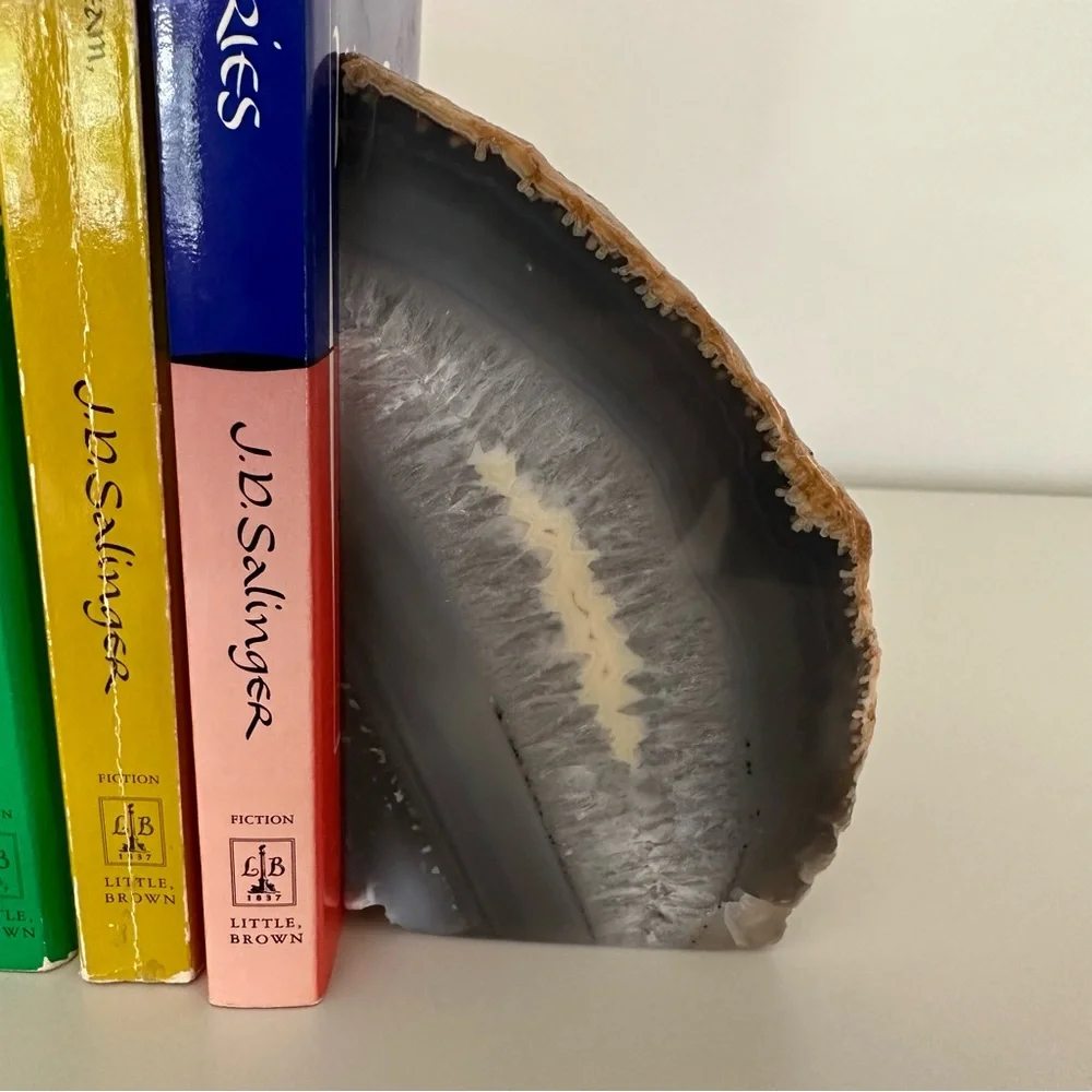 West Elm Agate Natural Stone Bookend Pair in Shades of Purple 4 3/8